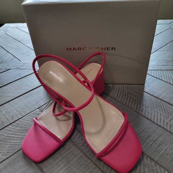 Marc Fisher MF Galvin Pink Fuschia Block Heel Strappy Dress Sandals - Picture 1 of 9